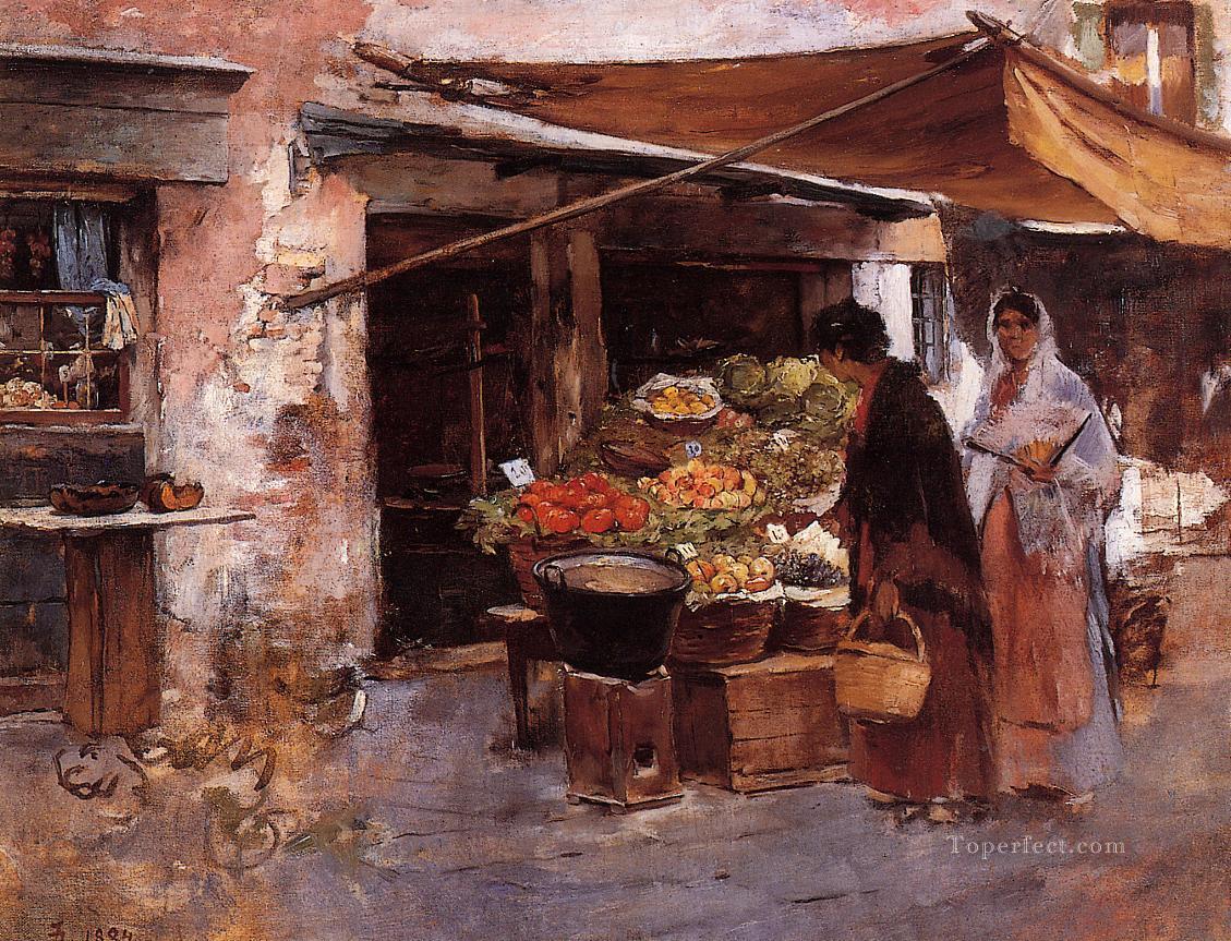Venetian Fruit Market portrait Frank Duveneck Oil Paintings